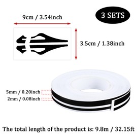 SYEYCW 3 Rolls Auto Pinstripe Tape, Black Waterproof Car Pinstriping Tape with 3 Sticker, 980cm PVC Car Pin Stripe Decal, Universal Auto Waistline Decal Decoration, for Musical Instrument, Vehicle