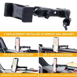 RERPRO Dash Mount Phone Holder Compatible with 2012-2023 Jeep Wrangler JK JL Gladiator JT 2021 2022 2023 2024 New Ford Bronco 2/4 Door, ONLY Phone Part Which Mounts on All Picatinny Rail