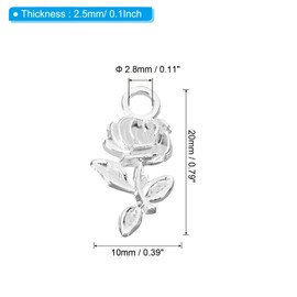 PATIKIL Rose Charm, 120Pcs Mini Rose Flower Pendant Charm Bulk Vintage Metal Designer DIY for Jewelry Making Bracelets Earrings Necklace Wedding Crafts, Silver Tone