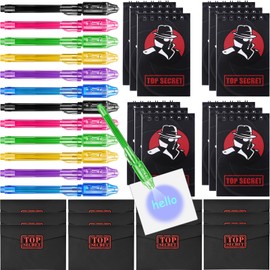 vamei 48 Pieces UV Pen Magic Pens Children UV Light Notebook Detective Set Explorer Children Party Bag Children's Birthday Detective Birthday Give Aways Children's Birthday Party Gift Children