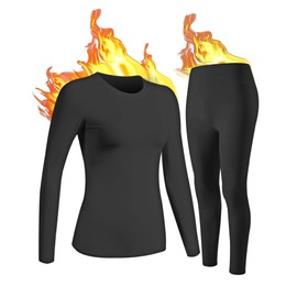 UNIQUEBELLA Womens Thermal Underwear Long Johns Base Layer Set for Women Athletic Underwear Set Black