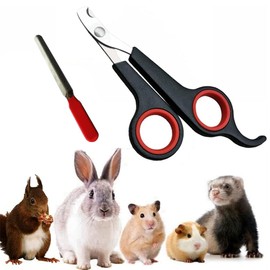 HAICHEN TEC Rabbit Nail Clippers and Trimmers Stainless Steel Pet Claw Grinding Scissors for Small Breeds Cats Guinea Pig Puppy Ferret Hamsters Chinchilla Sugar Glider Grooming Tool Set (Black)