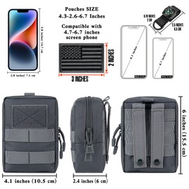 bvya 2 Pack Tactical Molle Pouch Multi-Purpose Compact Waist Pack Water-Resistant Small Utility EDC Pouch with Flag Patch for Molle Backpack, Mini Compass Included