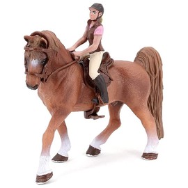 HUSHUI Mini Model Figure Toy, Miniature Simulation Brown with Rider Figure and Saddle Animal Figure Collection Model Toy Children