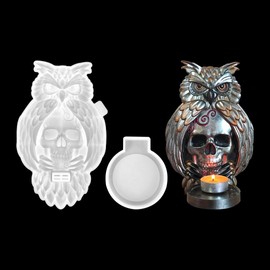 Zayookey - Molde de resina para velas de búho 3D para decoración de pared, decoración de puerta, Halloween