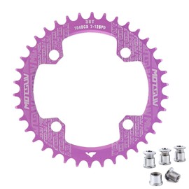 QIAMNI 104 BCD 32T 34T 36T 38T Narrow Wide Single Chain Ring with 4 Pieces Sprocket Bolts for Road Bikes, Mountain Bikes, BMX MTB Bike (Purple, 38T)