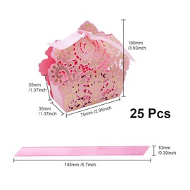 ONEBO Pack of 25 Candy Boxes, Christmas Gift Boxes, Confetti Gift Box, Wedding Favours, Candy Box, for Wedding, Birthday, Christmas (Pink)