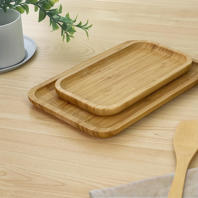 Bam&Boo Bamboo Serving Tray Natural Minimalist Rectangular (11.7” x 7.8"