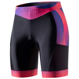 MY KILOMETRE Womens Triathlon Shorts 8” Inseam Tri Shorts with Side Pockets Adjustable Drawstring