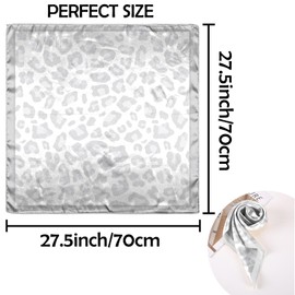 Deokke Scarf Silk Feeling Square Satin Headwear Wrap 27.5 Inches Bandana Trendy Aesthetic Cute Decoration for Women Girls-Grey White Leopard Cheetah
