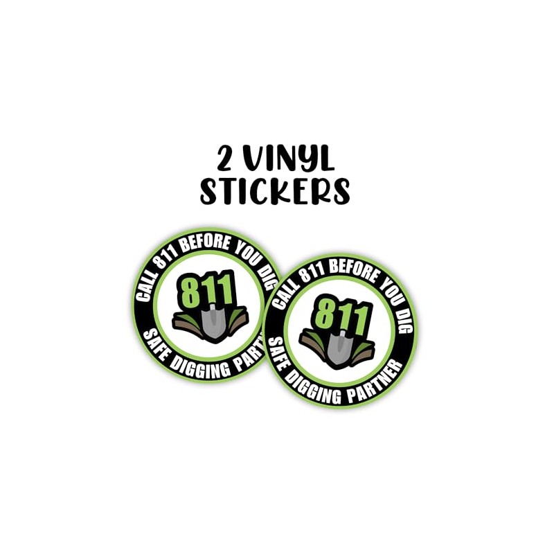 Call Before You Dig 811 Sticker Sign 2pk Round Vinyl