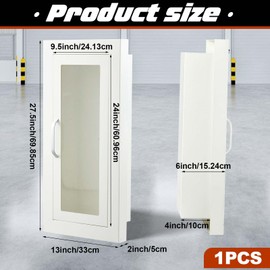 Zonon1 Pcs Semi Recessed Fire Extinguisher Cabinet Industrial Architectural Wall Cabinet, Door with Handle Version for 10 Pound Dry Chemical Fire Extinguisher