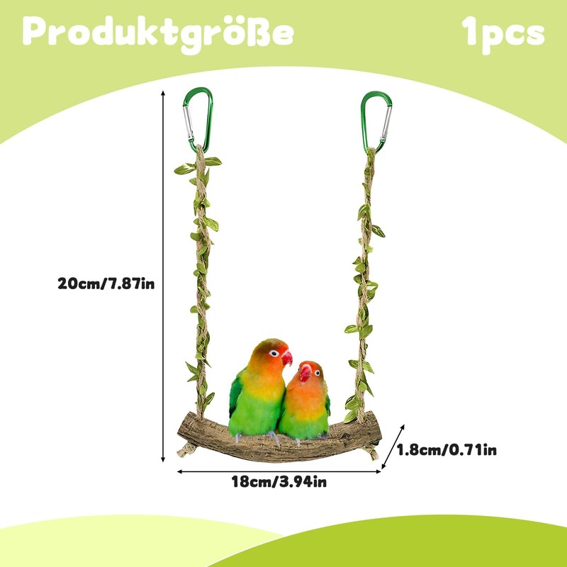 1 Piece Budgie Swing, Bird Toy for Budgies, Natural Perch