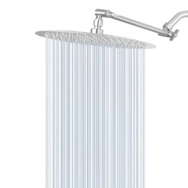 Cabezal de ducha de lluvia con brazo ajustable de 28 cm, cabezal de ducha de alta presión de acero inoxidable, diseño ultrafino - aumento de presión, ducha impresionante