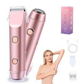Carehabi 2 in 1 Rasoio Elettrico Donna & Bikini Trimmer - IPX7 Impermeabile, Rasoio Zona Intima Donna Indolore, Depilatore Viso, USB Ricaricabile per Corpo, Inguine, Ascelle & Gambe