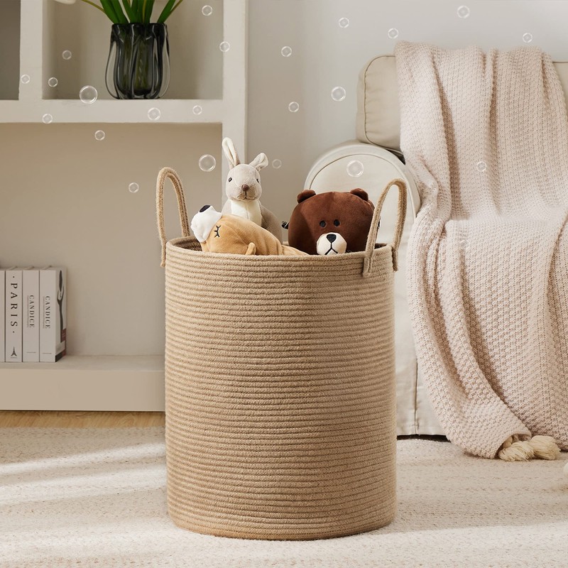 Jute Rope Laundry Hamper Basket by YOUDENOVA, 58L Tall Laundry