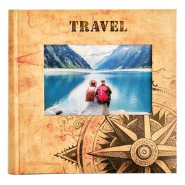 Kenro Travel Photo Album for 200 Photographs 6x4 Inch / 10x15cm with Compass Design Holiday Vacation - HOL127