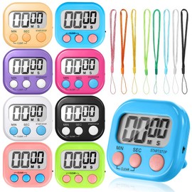8-Pack Kids Digital Timer With 8 pcs Lanyard - Digital Timer Countdown Clock, Magnetic Kitchen Timers for Cooking, Minute Seconds Count Up for Children Classroom, Gym, Study, Toddler Teeth Cleaning