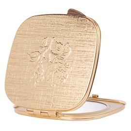 Travel Small Compact 1X/2X Mirror - Handheld, Foldable, Lightweight - Mini Pocket Magnifier for Wallet - Square 3.0 inches x 2.8 inches (Ancient Bronze)