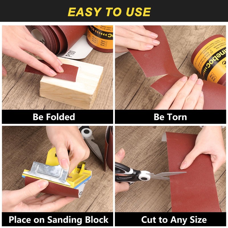 Shineboc Sandpaper Roll 60 Grit 93mm x 10m Sandpaper Roll
