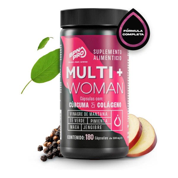 Multivitamínico Mujer Vitaminas Cúrcuma Colágeno Ácido Fólico Maca Vinagre De