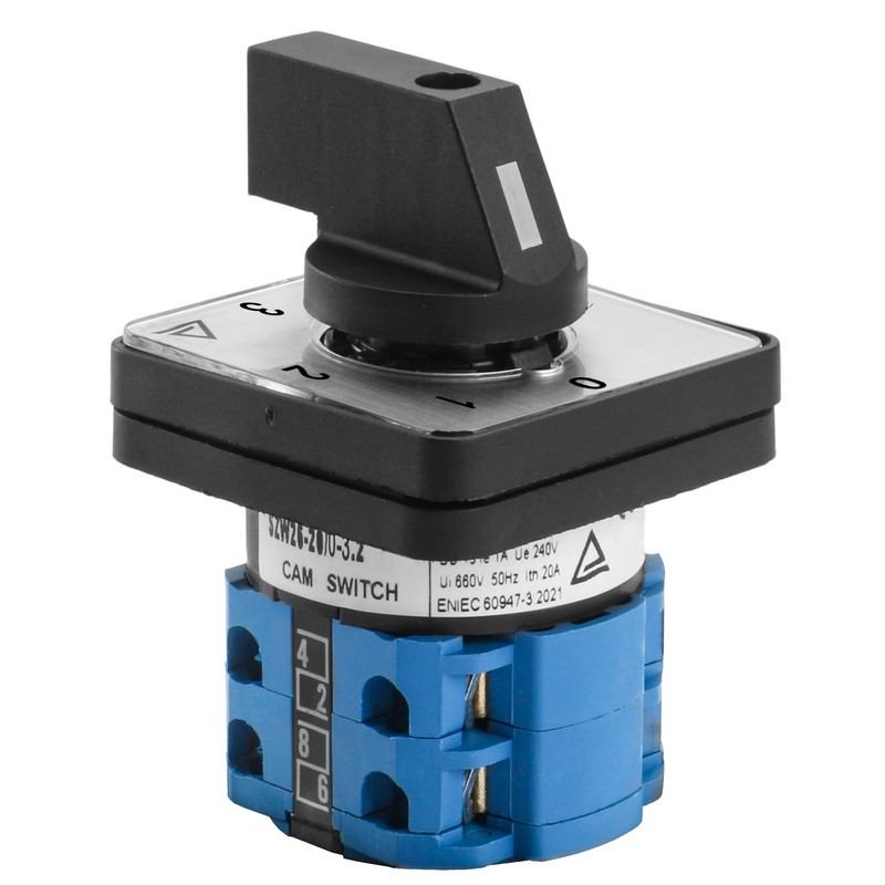Heschen Universal Rotary Cam Selector Change Overswitch, SZW26-20/0-3.2, 660V 20A,