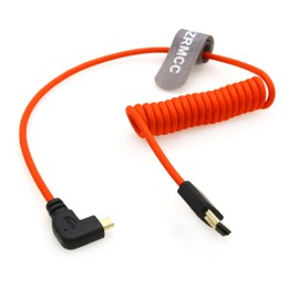 SZRMCC 8K 2.1 Micro HDMI Right Angle to HDMI High Speed Coiled Braided Cable for GoPro Hero 3/4 Canon EOS M5 Sony A6000 A7III RX10 Nikon B500 Z6 Raspberry Pi 4 Atomos Ninja 2 Monitor