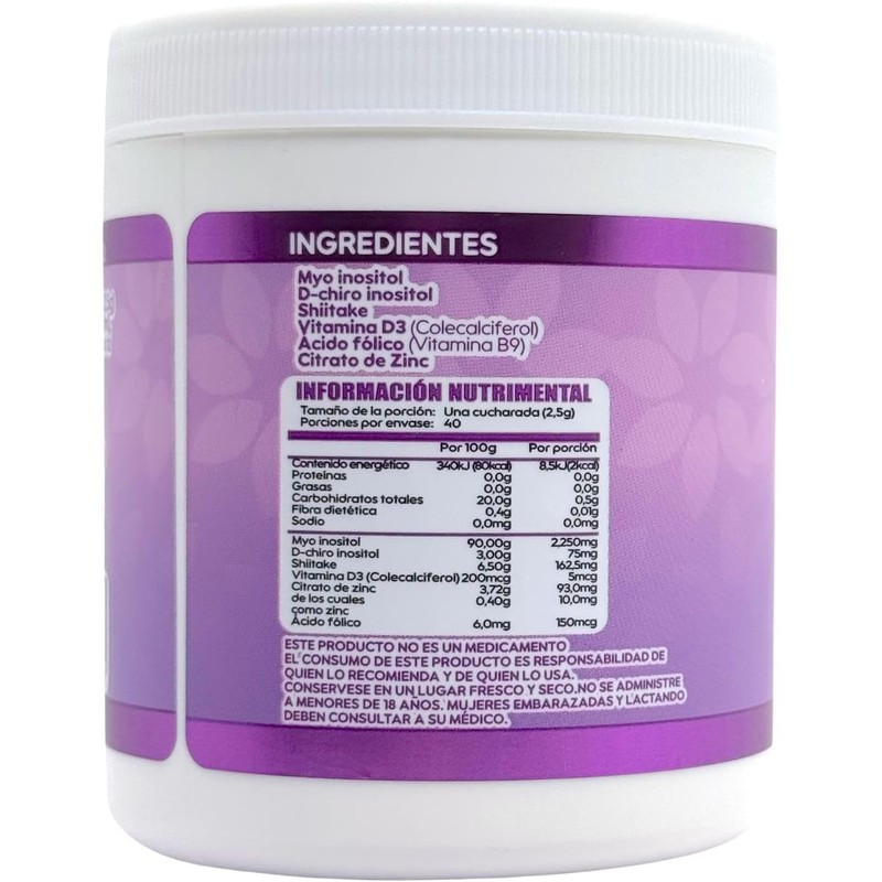 Myo & D-Chiro Inositol 40:1 en polvo 100 g Woomy
