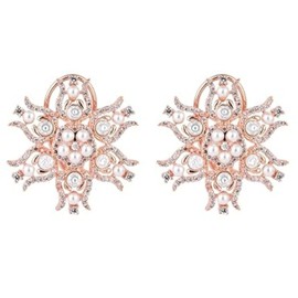 I Jewels Latest Stylish Rose Gold Plated Fashion Cubic Zirconia Diamoand & Pearl Stud Earrings For Women (E3272RG), Free Size, No Gemstone