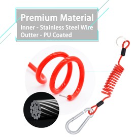 MOCOST 6 ft Trailer Breakaway Cable, Trailer Brake Cable, Stainless Steel Spring Towing Coiled Wire for RV Towing Trailer, Coiled Brake Away Cable with Stainless Steel Carabiner for Breakaway Switch