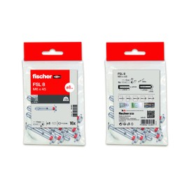 fischer - Metal Wall Plugs, Expansion Dowels, Concrete Dowels, Wall, Bag of 16 FSL M6x45