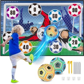 AGRASIV Fußball Spielset für Kinder 2 3 4 5 6 7 8, Fussball Dartboard Sport Spaß für Garten Park & Indoor, Weich Flanell Fußballtore, Fußball mit Klettbällen Spielzeug Geburtstag Geschenke für Jungen