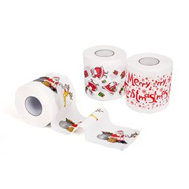 SummitLink 3 Rolls 3 Style of Merry Christmas Santa Claus Toilet Paper Tissue Napkin Prank Fun Birthday Party Novelty Gift Idea