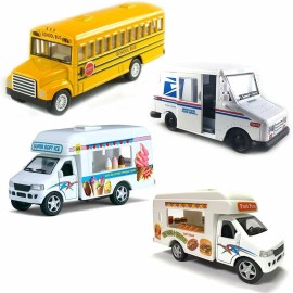 Brand: Magical Memories Collection Magical Memories Collection Diecast Toy Trucks Set of 4 | Ice Cream Truck,...