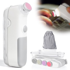 Orzbow Integrated Electric Nail File Baby, Illuminable Baby Nail Trimmer with Five Grinding Heads, Portability, Universal Design for Whole Family, Low Noise, Easy to Use, Grey