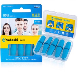 Pack of 10 Ear Plugs - Reusable Premium Foam Plugs for Relaxation, Sleep and Music Enjoyment - Effective Protection Against Noise (Blue)
