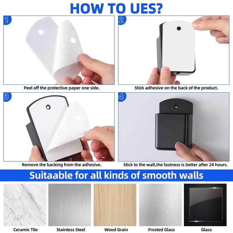 Leinuosen 12 Pcs Remote Control Holder Wall Mount Self Adhesive