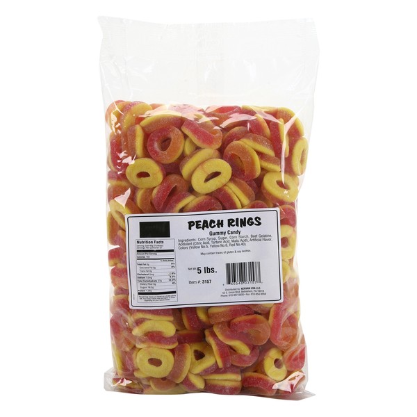 Dr. Snack Gummy Candy, Peach Rings, 5 Pound