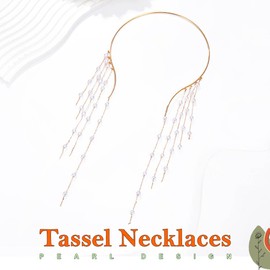 JAKAWIN Boho Pearl Tassel Choker Gold Big Necklace for Women