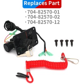 QuickMarine 704 82570 Single Engine Key Switch Panel Assembly for Yamaha Outboard Yacht Boat Models replaces 704-82570-08 704-82570-12