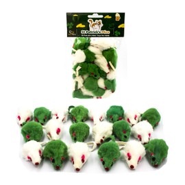 AXEL PETS 20 St Patrick's Day Irish Festive Holiday Cat Mice Toys with Catnip and Rattle Sound Made of Real Rabbit Fur Interactive Catch Play Mouse Toy for Cat, Pack of 20 Mice