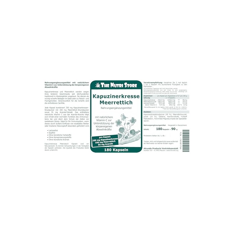 The Nutri Store - Nasturtium Horseradish Capsules - 180 Capsules