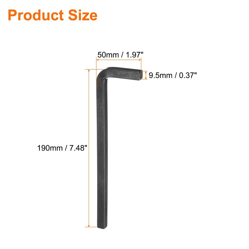HARFINGTON L-Shaped Square Head Wrench 9.5mm Carbon Steel L-Key 4