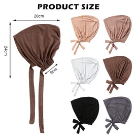 Vegena Pack of 6 Women's Undercap Hijab Muslim Headscarf Women's Underscarf Hijab Elastic Breathable Hijab Undercaps Turban, beige