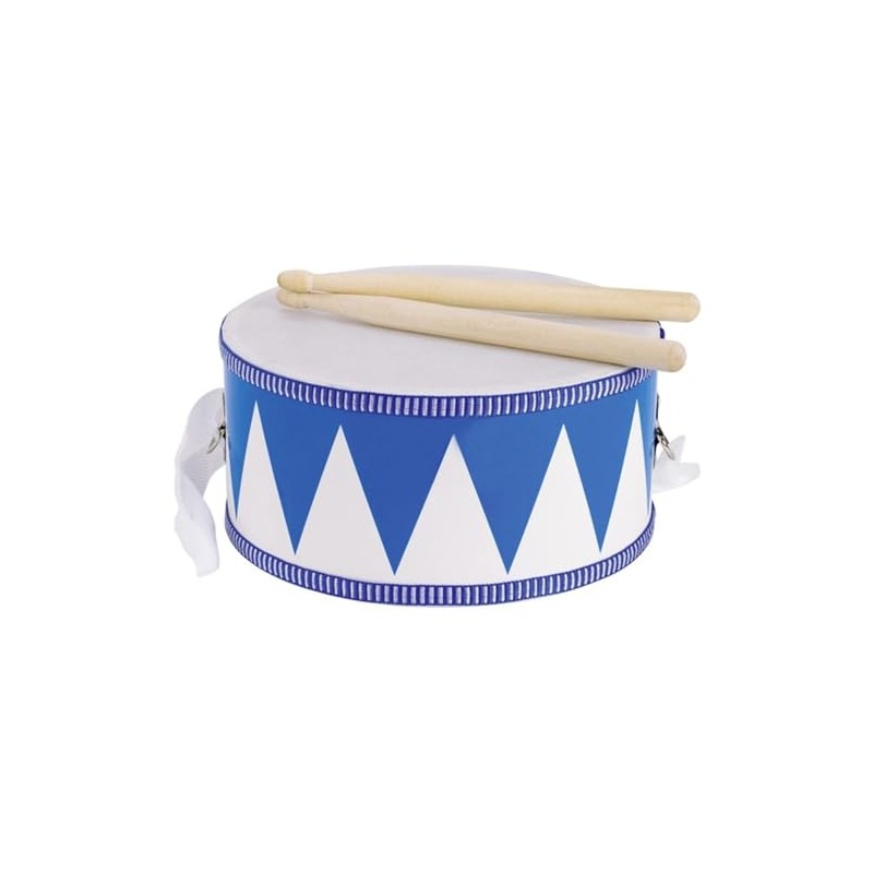 Goki 61898 Trommel aus Holz, blau/weiß