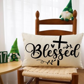 Ogiselestyle St Patricks Day Blessed Throw Pillow Cover, 12 x 20 Inch Farmhouse Cushion Case Decoration for Sofa Couch