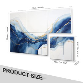 JBER Art Acoustic Panels, 6 Pack Self-Adhesive Large Wall Art Paintings for Wall Decoration, Sound Absorbing Panels for Living room, office. (Blue Gradient, 47.2" × 27")