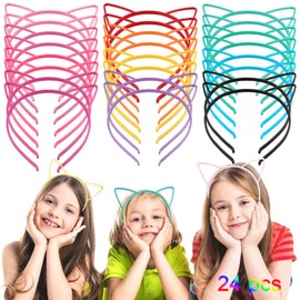 Cat Ear Headbands 24 Pieces Hair Hoops Orejas de Gatito para Mujer y Niña Antideslizantes Tiene Elasticidad Decoración del Cabello para Navidad, Fiestas, Diario, Cumpleaños, Vacaciones