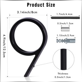 5 Inch Floating House Number 9, VONDERSO Black Metal Modern Outdoor Address Sign for Yard Street and Mailbox, Zinc Alloy Solid Address Numbers and Letters with Exquisite Drawing Process