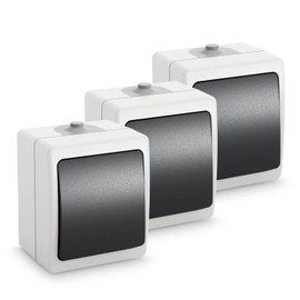 greate 3x Surface-Mounted Toggle Switch Surface-Mounted Switch IP54 250 V 10 A Surface-Mounted Light Switch Surface-Mounted Wet Room Switch Outdoor Wet Room Switch Outdoor Wet Room Switch
